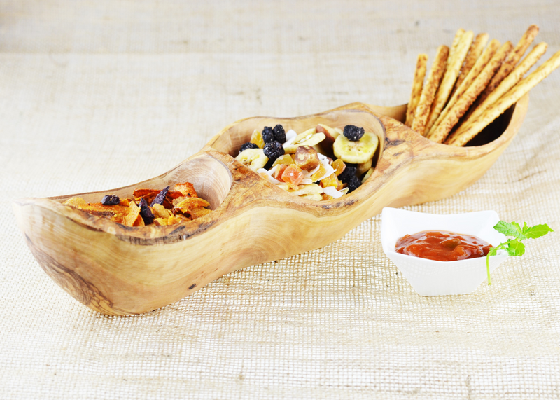 Olive Wood wooden rustic appetizer serving dish 3 sections By MR OLIVEWOOD® Wholesale Manufacturer Supplier USA canada