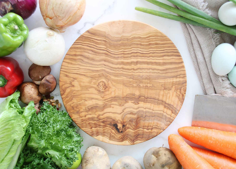 wooden olive wood chopping cutting food carving cheese steak serving round board planche en bois d'olivier by MR OLIVEWOOD® Wholesale USA Canada