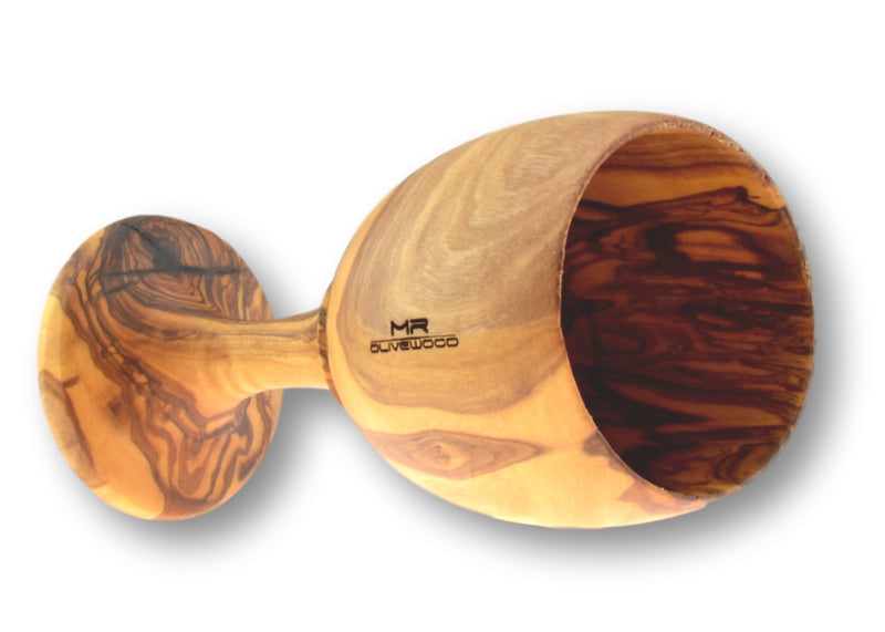 wooden olive wood Goblet / Chalice Cup oval shape side vue verre coupe gobelet en bois d'olivier by MR OLIVEWOOD® wholesale manufacturer US based supplier USA Canada