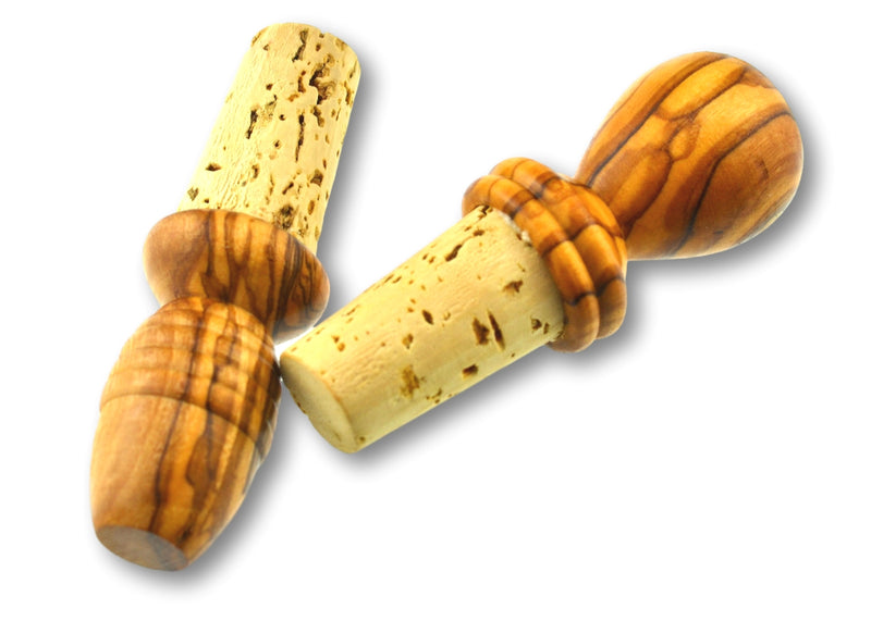 2 wooden olive wood bottle stoppers bouchon de bouteille en bois d'olivier by MR OLIVEWOOD® wholesale manufacturer US based supplier USA Canada