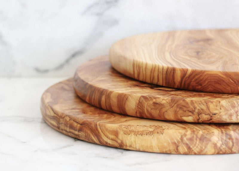 3 wooden olive wood chopping cutting cheese steak serving round boards planche en bois d'olivier by MR OLIVEWOOD® Wholesale USA Canada