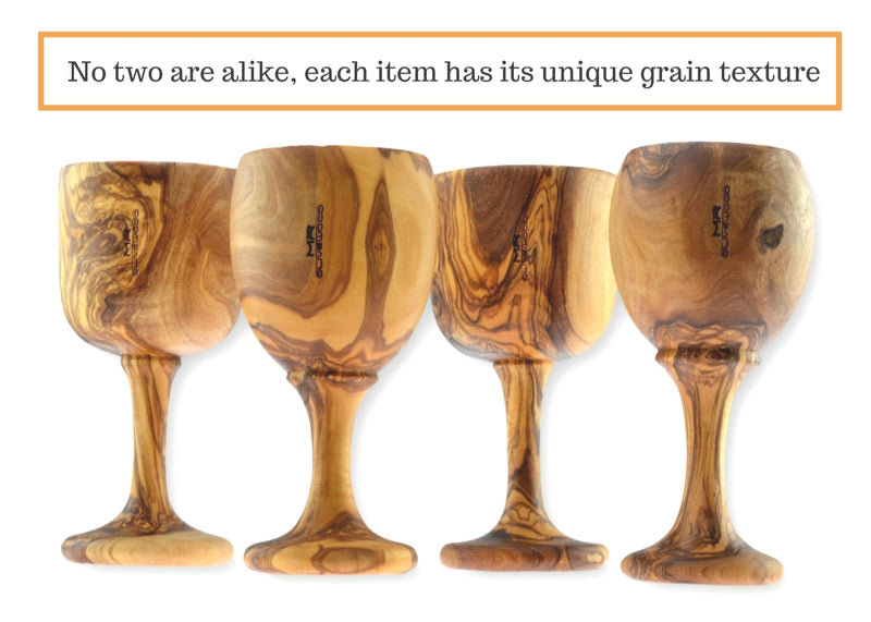 4 wooden olive wood Goblets / Chalice Cups verre coupe gobelet en bois d'olivier by MR OLIVEWOOD® wholesale manufacturer US based supplier USA Canada
