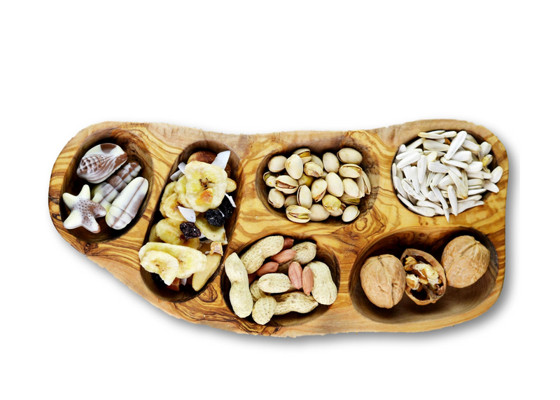 Olive Wood wooden serving appetizer dish 6 sections By MR OLIVEWOOD® Wholesale Manufacturer Supplier USA canada
