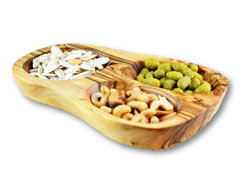 Olive Wood wooden serving appetizer dish 3 sections By MR OLIVEWOOD® Wholesale Manufacturer Supplier USA canada