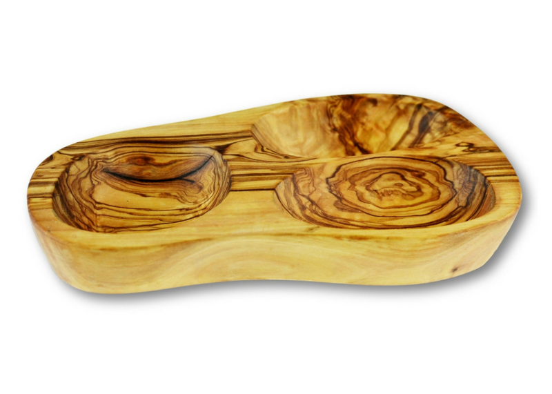 Olive Wood wooden serving appetizer dish 3 sections By MR OLIVEWOOD® Wholesale Manufacturer Supplier USA canada