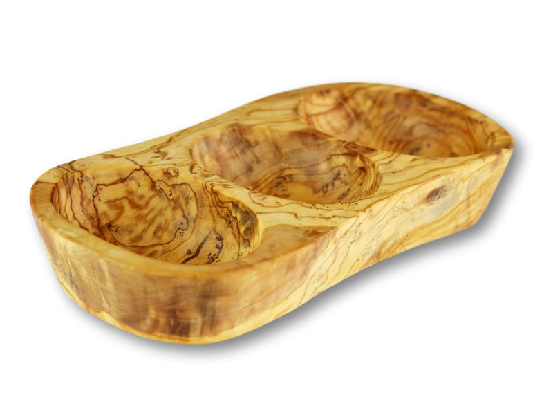 Olive Wood wooden serving appetizer dish 3 sections By MR OLIVEWOOD® Wholesale Manufacturer Supplier USA canada