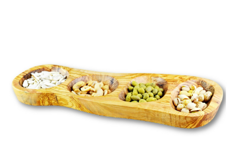 Olive Wood wooden serving appetizer dish 4 sections By MR OLIVEWOOD® Wholesale Manufacturer Supplier USA canada