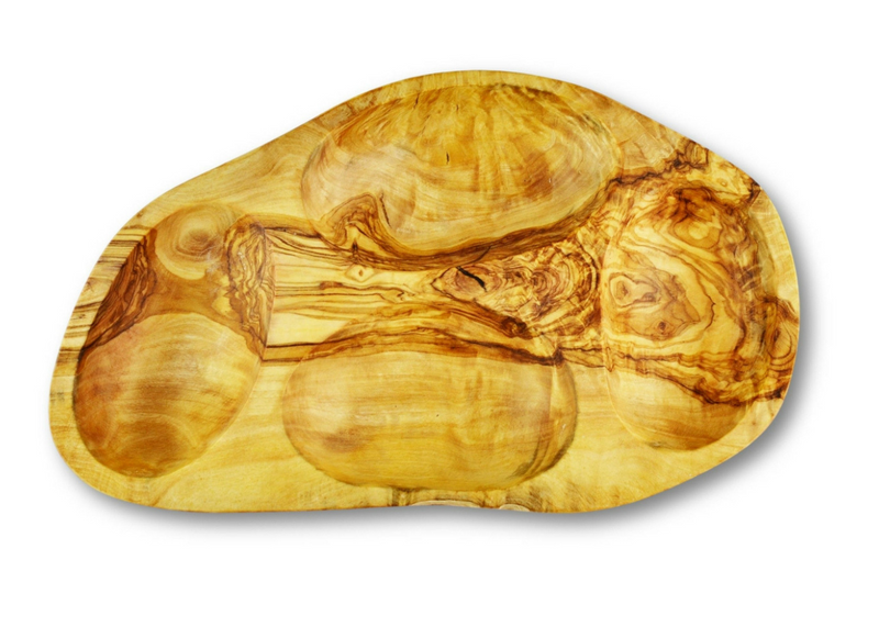 Olive Wood wooden serving appetizer dish 4 sections By MR OLIVEWOOD® Wholesale Manufacturer Supplier USA canada