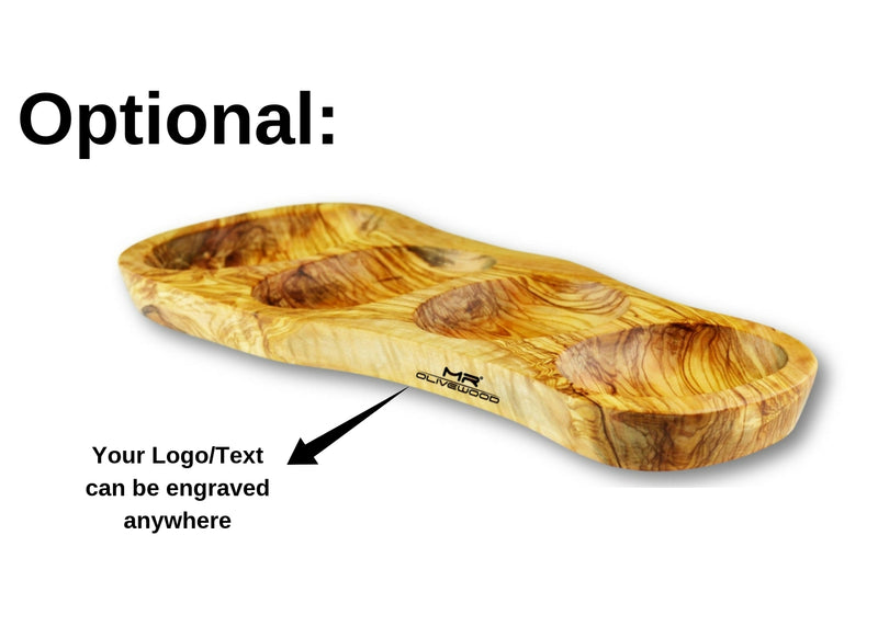 Olive Wood wooden serving appetizer dish 4 sections branding engraving By MR OLIVEWOOD® Wholesale Manufacturer Supplier USA canada