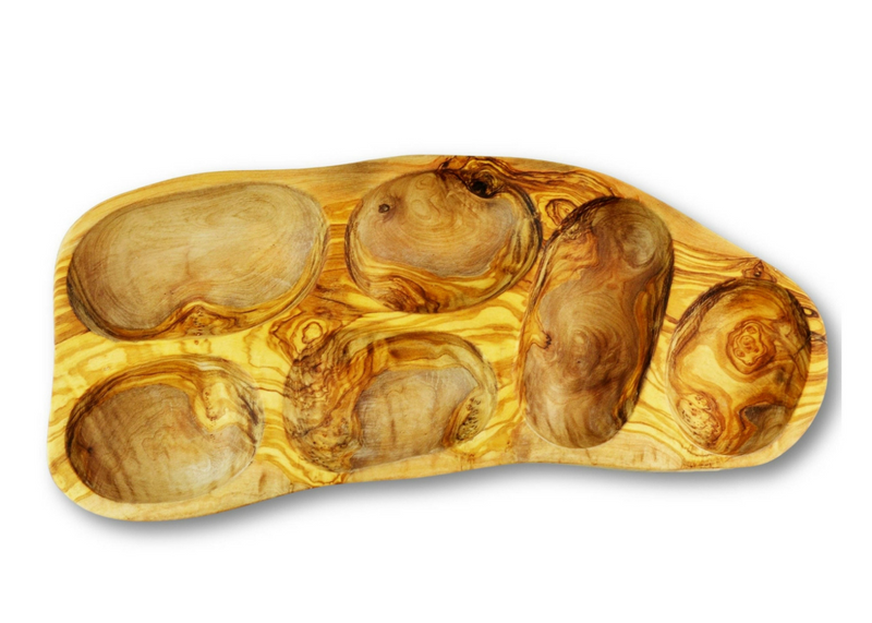 Olive Wood wooden serving appetizer dish 6 sections By MR OLIVEWOOD® Wholesale Manufacturer Supplier USA canada
