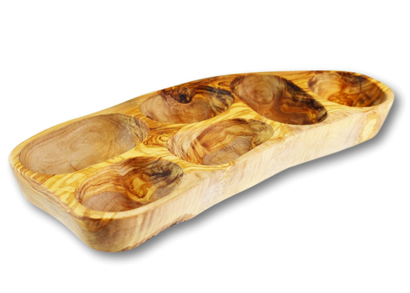 Olive Wood wooden serving appetizer dish 6 sections By MR OLIVEWOOD® Wholesale Manufacturer Supplier USA canada