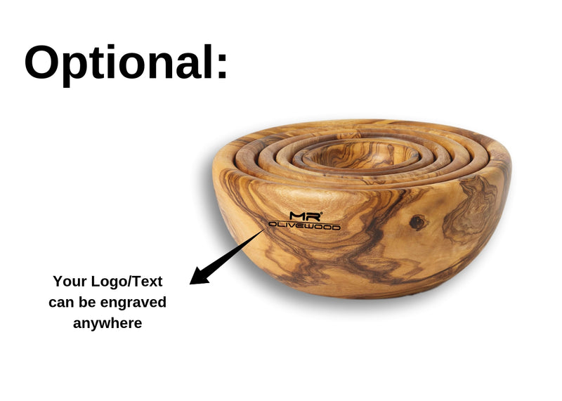 Olive Wood wooden nesting bowls set of 6 branding engraving By MR OLIVEWOOD® Wholesale Manufacturer Supplier USA Canada