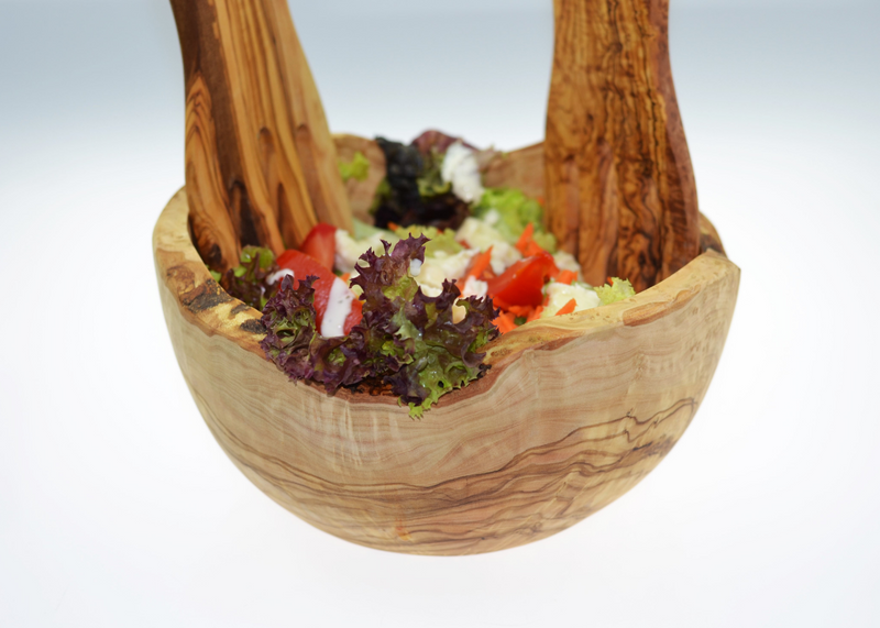 Olive Wood wooden Salad Bowl with salad hands Rustic By MR OLIVEWOOD® Wholesale Manufacturer Supplier USA canada