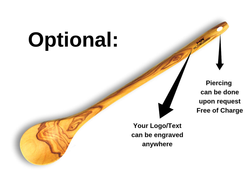 olive wood round spoon wooden spoon engraving branding by MR OLIVEWOOD® wholesale USA & Canada