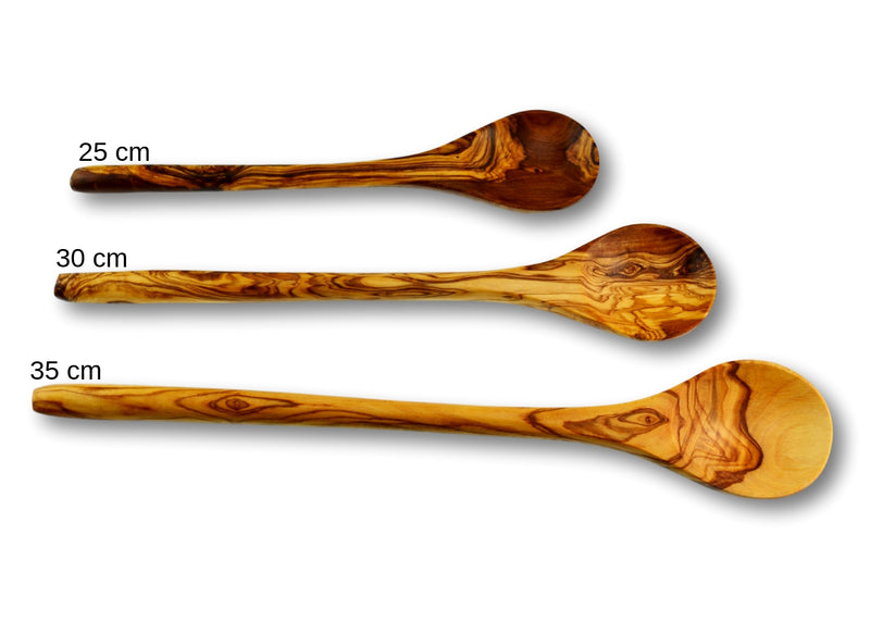 olive wood round spoon wooden spoon 3 sizes by MR OLIVEWOOD® wholesale USA & Canada