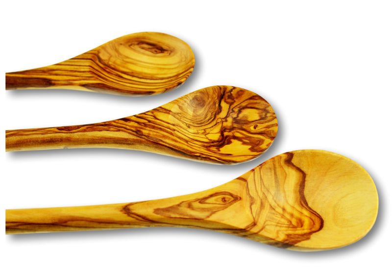 olive wood round spoon wooden spoon 3 sets by MR OLIVEWOOD® wholesale USA & Canada