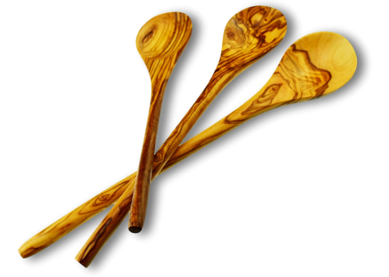 olive wood round spoon wooden spoon set of 3 by MR OLIVEWOOD® wholesale USA & Canada