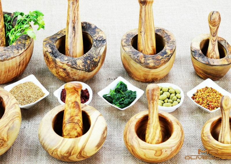 Olive Wood kitchen utensils mortar and pestle olive wood gift by MR OLIVEWOOD®