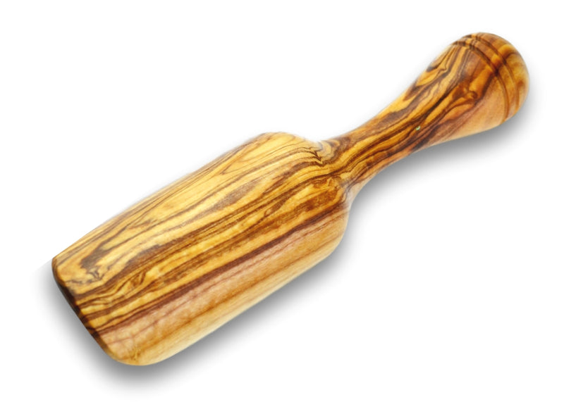 wooden Olive Wood salt and spices scoop shovel back vue Pelle Scoop à sel et épices en bois d'olivier by MR OLIVEWOOD® wholesale manufacturer US based supplier USA Canada