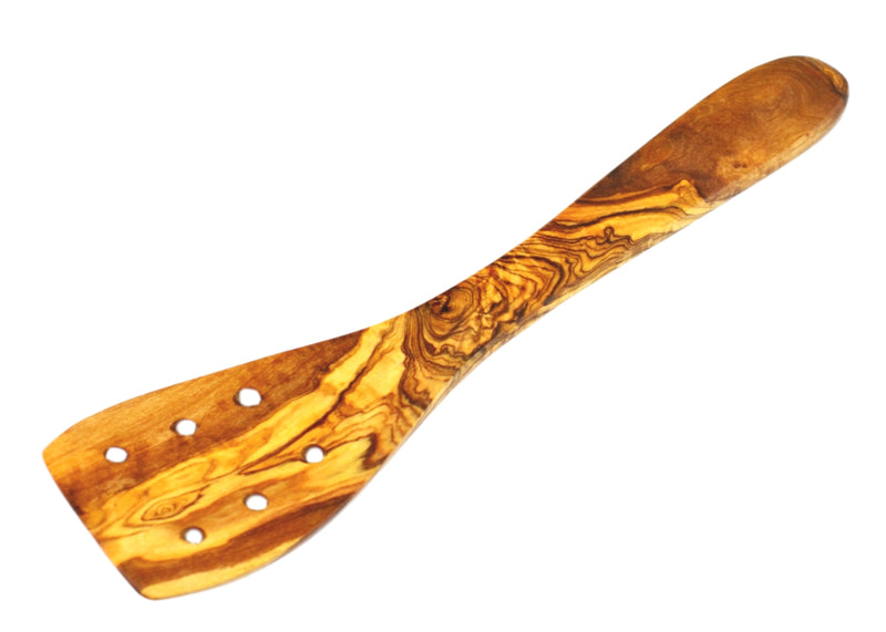 olive wood pierced spatula wooden spoon pierced spatula by MR OLIVEWOOD® wholesale USA & Canada