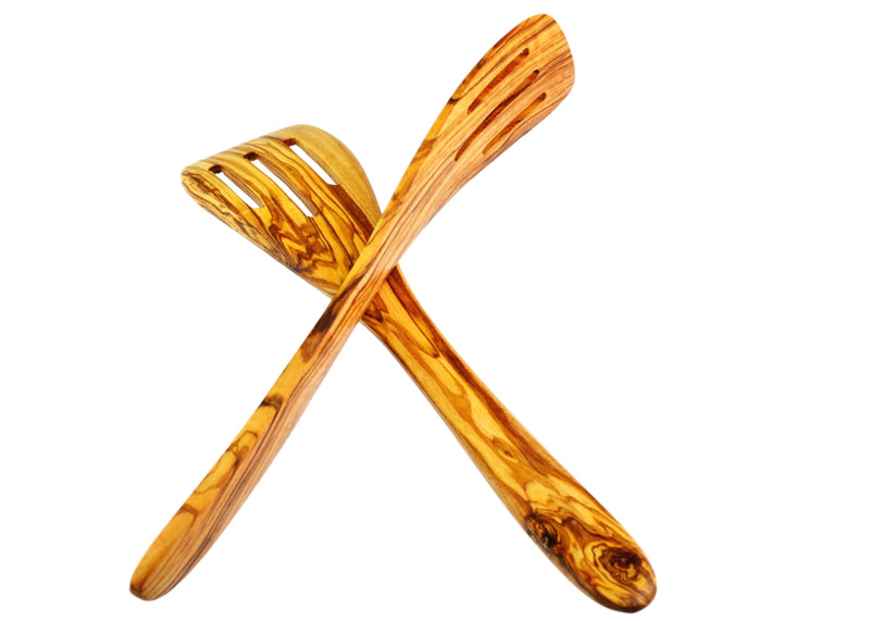 olive wood slotted spatula wooden slotted spoon spatula by MR OLIVEWOOD® wholesale USA & Canada