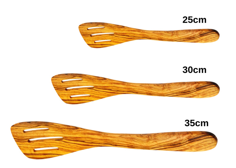 olive wood slotted spatula wooden slotted spoon spatula 3 sizes by MR OLIVEWOOD® wholesale USA & Canada