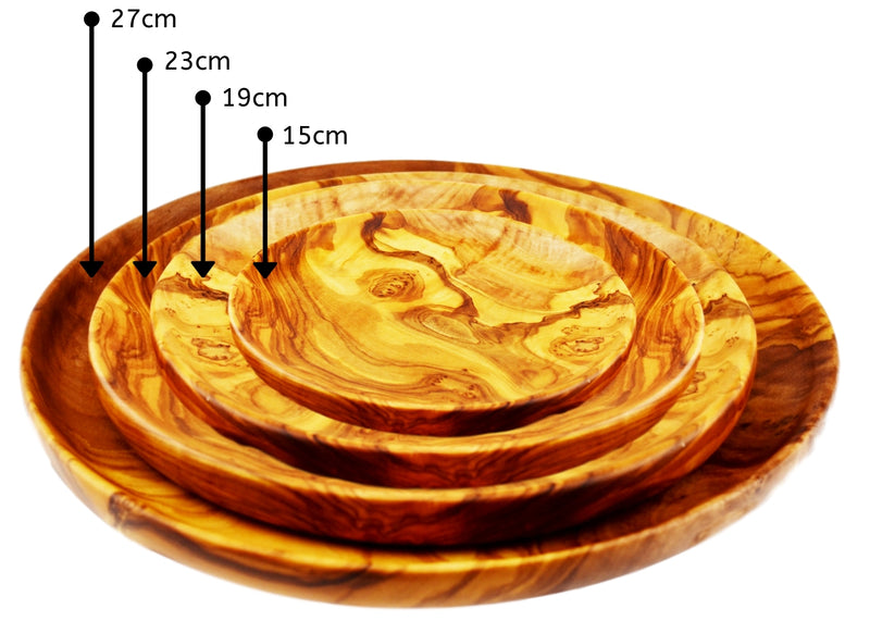 Olive Wood wooden plate saucer platter tray 4 sizes By MR OLIVEWOOD® Wholesale Manufacturer Supplier USA canada