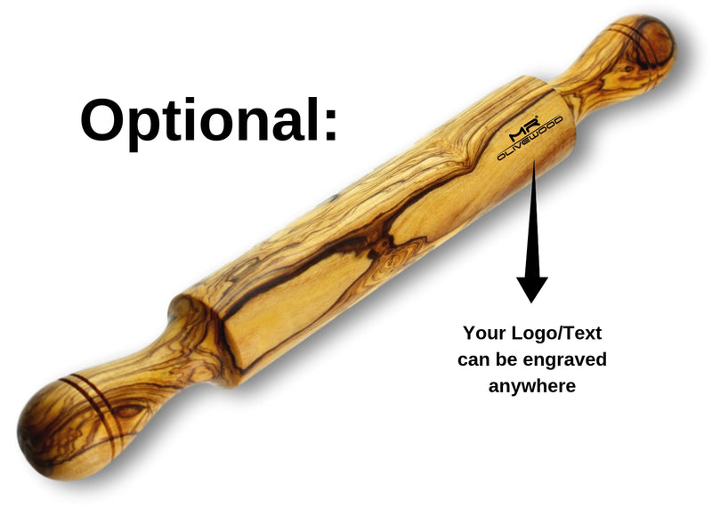 olive wood wooden rolling pin engraving branding by MR OLIVEWOOD® wholesale USA & Canada