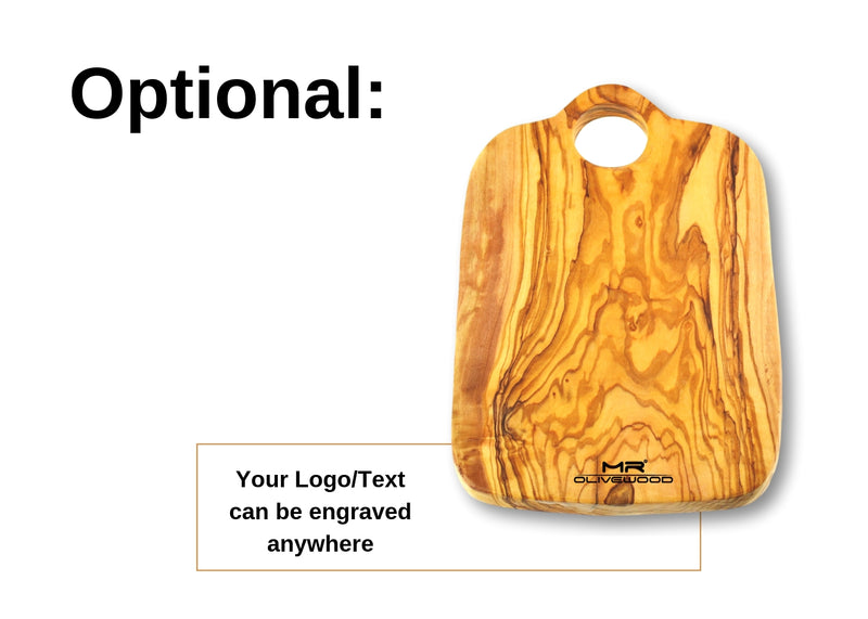wooden olive wood chopping cutting carving cheese steak serving board with hole branding engraving personalized planche en bois d'olivier by MR OLIVEWOOD® Wholesale USA Canada