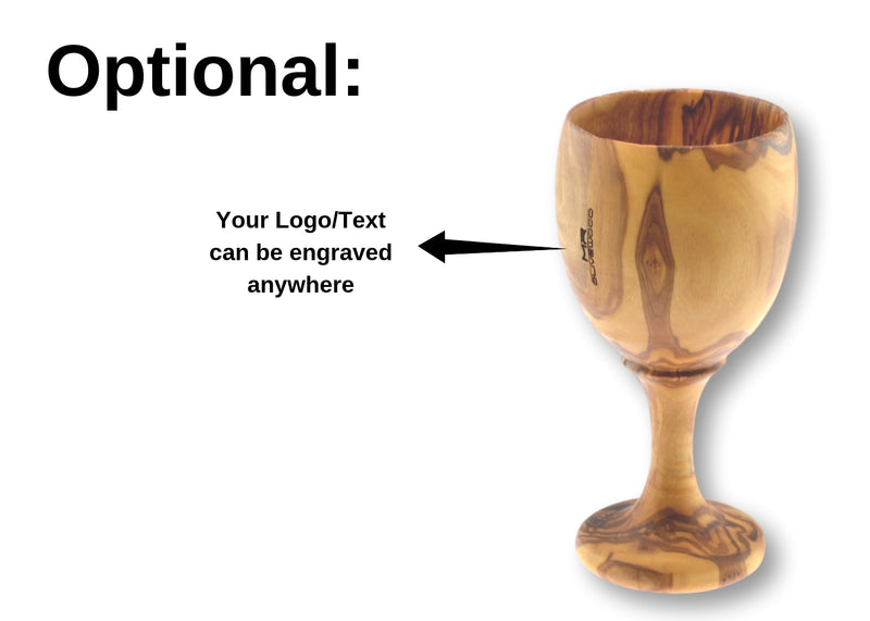 wooden olive wood Goblet / Chalice Cup optional branding by engraving personalized verre coupe gobelet en bois d'olivier by MR OLIVEWOOD® wholesale manufacturer US based supplier USA Canada