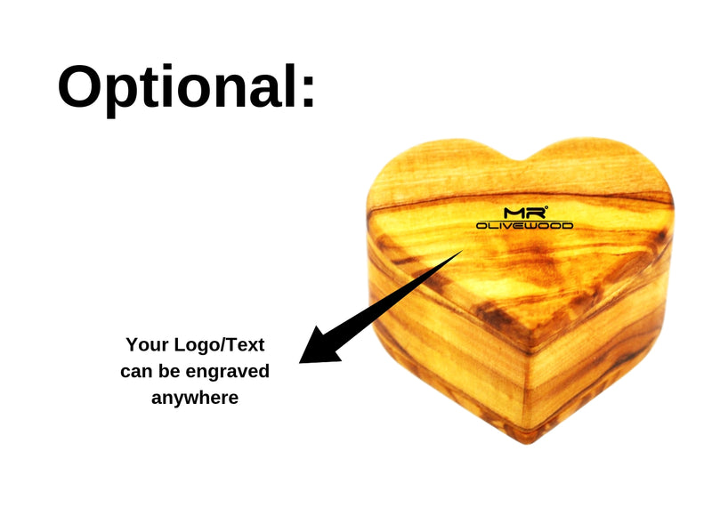 wooden olive wood Heart Shaped Ring Jewellery Box optional branding by engraving personalized boîte Coffret bague bijoux en bois d'olivier by MR OLIVEWOOD® wholesale manufacturer US based supplier USA Canada