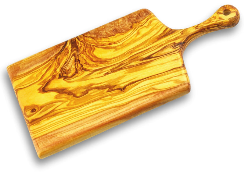 wooden olive wood chopping cutting carving cheese steak serving board with thin paddle planche en bois d'olivier by MR OLIVEWOOD® Wholesale USA Canada