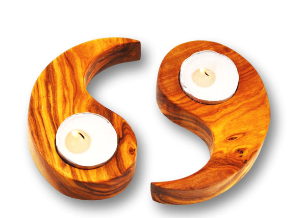 wooden olive wood 69 shaped Candle holders set of 2 porte-bougie en bois d'olivier by MR OLIVEWOOD® wholesale manufacturer US based supplier USA Canada