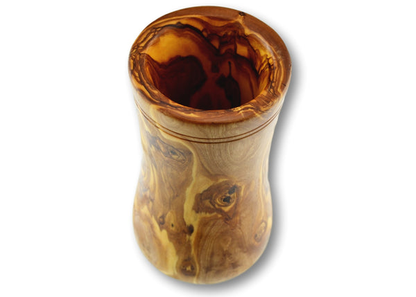 wooden olive wood utensil holder top vue  Pot à ustensiles couverts porte-ustensiles en bois d'olivier  by MR OLIVEWOOD® wholesale manufacturer US based supplier USA Canada